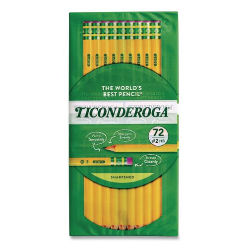 Image of Ticonderoga® X13972 Pre-Sharpened Pencil, Hb (#2), Black Lead, Yellow Barrel, 72/pack