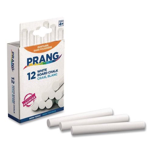Image of Prang® 31144 Hygieia Dustless Board Chalk, 3.25" x 0.38' Diameter, White, 12/Box