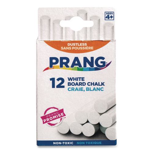 Image of Prang® 31144 Hygieia Dustless Board Chalk, 3.25" x 0.38' Diameter, White, 12/Box