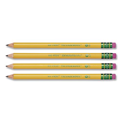 Image of Ticonderoga® X33312 My First Woodcase Pencil With Eraser, Hb (#2), Black Lead, Yellow Barrel, Dozen