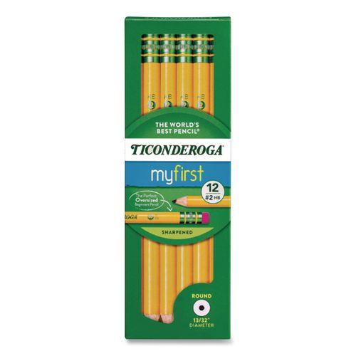 Image of Ticonderoga® X33312 My First Woodcase Pencil With Eraser, Hb (#2), Black Lead, Yellow Barrel, Dozen