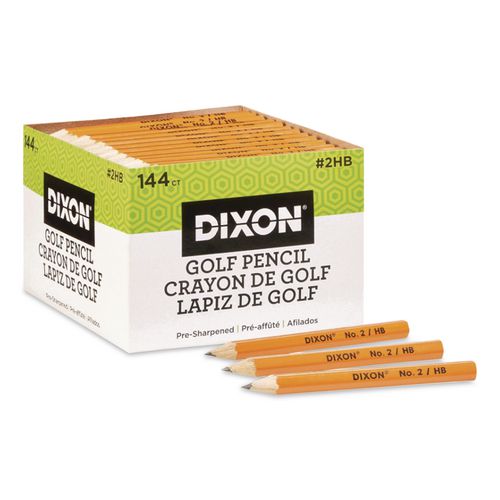Image of Dixon® X14998 Golf Wooden Pencils, 0.7 Mm, Hb (#2), Black Lead, Yellow Barrel, 144/box