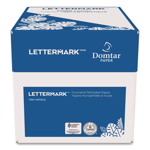 Image of Lettermark 851332CT Custom Cut-Sheet Copy Paper, 92 Bright, Micro-Perf Every 3.66", 20 lb Bond, 8.5 x 11, White, 500 Sheets/Ream, 5 Reams/Carton