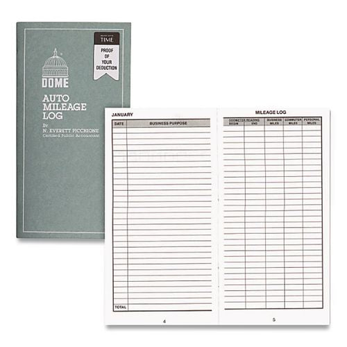 Image of Dome® 770 Auto Mileage Log, One-Part (no Copies), 6.5 X 6.25, 32 Forms Total