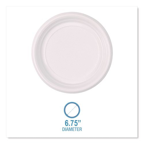 Image of Boardwalk® BWKPLTHIPS6WH Hi-Impact Plastic Dinnerware, Plate, 6" Dia, White, 1,000/carton
