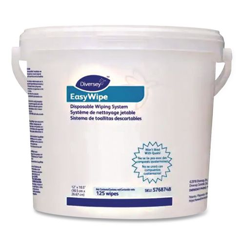 Image of Diversey 5768748 Easywipe Disposable Wiping Refill, 8.63 x 24.88, White, 125/Bucket, 6/Carton