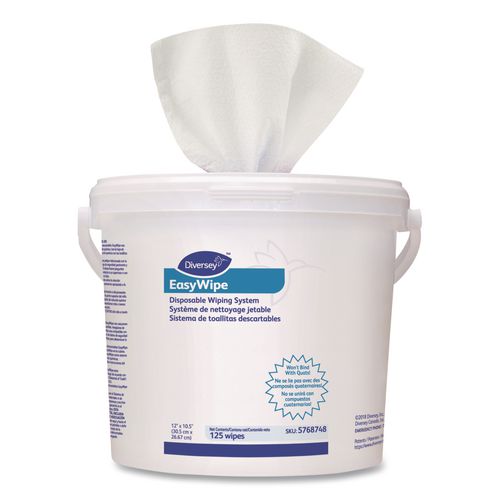 Image of Diversey 5831874 Easywipe Disposable Wiping Refill, White, 125/tub, 6 Tub/carton
