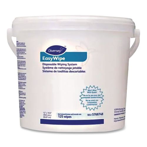 Image of Diversey 5831874 Easywipe Disposable Wiping Refill, White, 125/tub, 6 Tub/carton