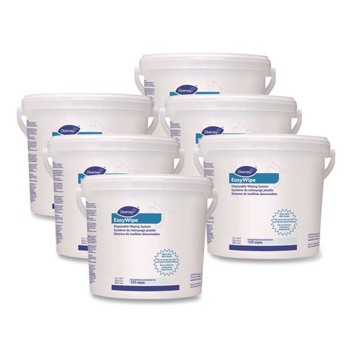 Image of Diversey 5831874 Easywipe Disposable Wiping Refill, White, 125/tub, 6 Tub/carton