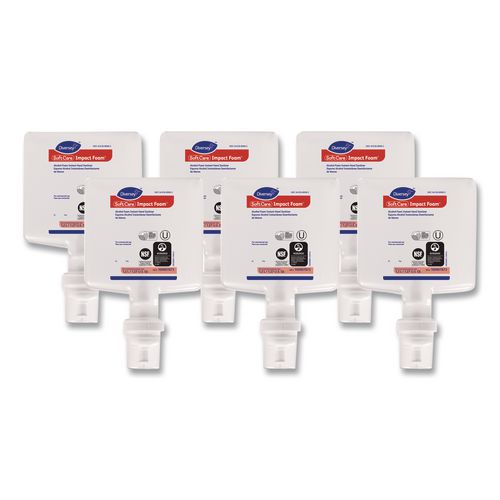 Image of Diversey 100907873 Soft Care Impact Foam Hand Sanitizer For Intellicare Dispensers, 1,200 Ml Cartridge, Alcohol Scent, 6/carton