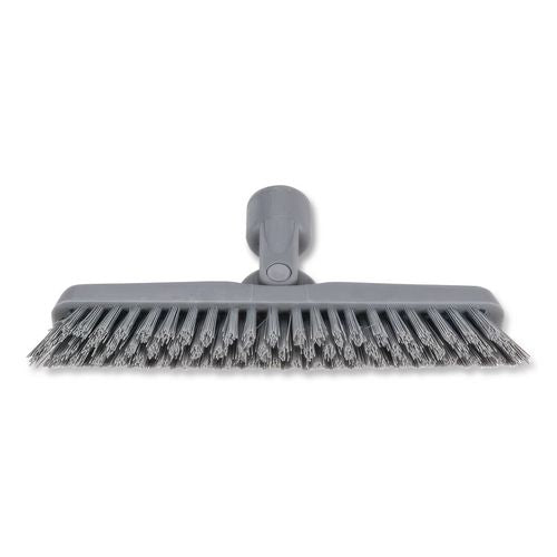 Image of Unger® CB20G SmartColor Swivel Corner Brush, Black Polypropylene Bristles, 8.83" Brush, Gray Plastic Handle