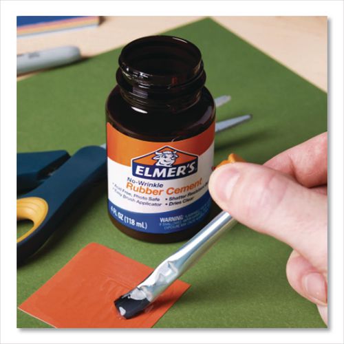 Image of Elmer's® E904 Rubber Cement With Brush Applicator, 4 Oz, Dries Clear