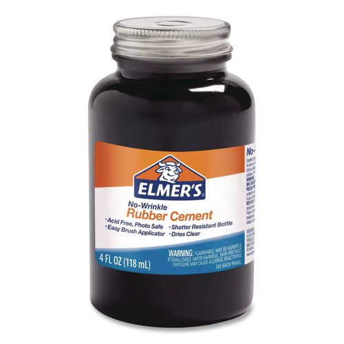Image of Elmer's® E904 Rubber Cement With Brush Applicator, 4 Oz, Dries Clear