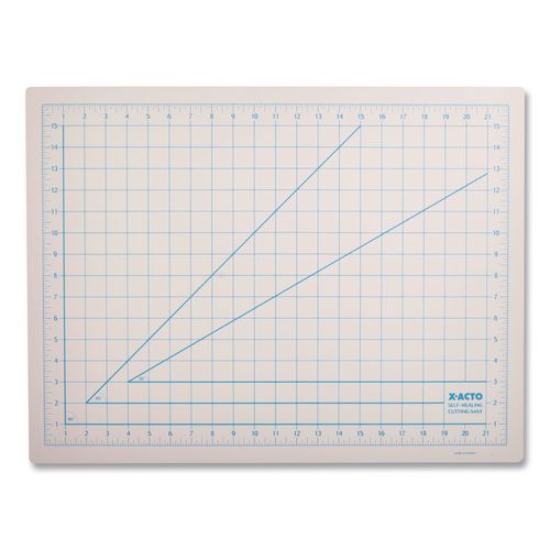 Image of X-ACTO® X7761 Self-Healing Cutting Mat, 1" Grid with Guide Angles, Non-Slip Backing, 12" x 18", Gray