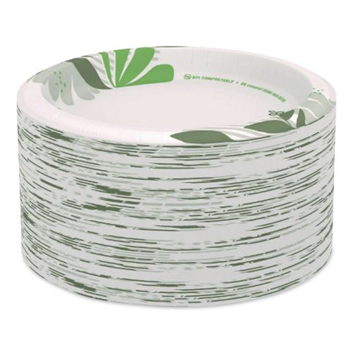 Image of Dixie® UX9WS Pathways Soak-Proof Shield Mediumweight Paper Plates, Wisesize, 8.5" Dia, Green/burgundy, 125/pack