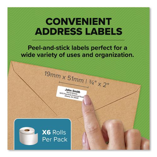 Image of DYMO® 2050766 LW Address Labels, 0.75" x 2", White, 500 Labels/Roll, 6 Rolls/Pack