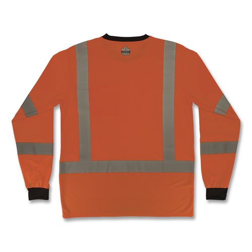 Image of ergodyne® 22225 GloWear 8369BK Class 3 Essential Hi-Vis Long Sleeve T-Shirt with Black Bottom, X-Large, Orange