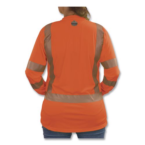 Image of ergodyne® 22367 GloWear 8387 Class 3 Women's Performance Hi-Vis Long Sleeve T-Shirt, 3X-Large, Orange