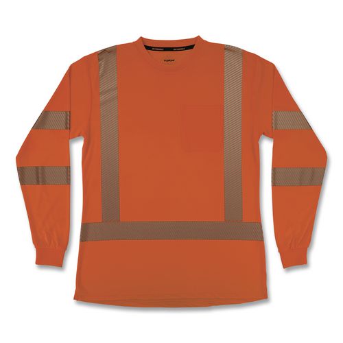 Image of ergodyne® 22367 GloWear 8387 Class 3 Women's Performance Hi-Vis Long Sleeve T-Shirt, 3X-Large, Orange