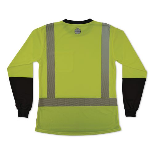 Image of ergodyne® 22336 GloWear 8278BK Class 2 Women's Performance Hi-Vis Long Sleeve T-Shirt with Black Bottom, 2X-Large, Lime