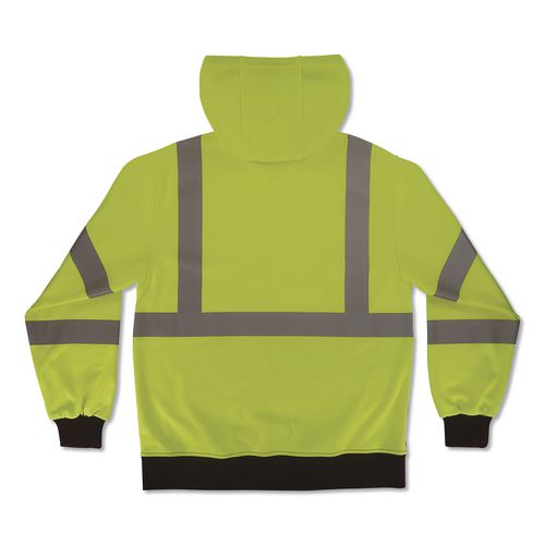 Image of ergodyne® 22877 GloWear 8311BK Class 3 Essential Hi-Vis Hooded Sweatshirt with Black Bottom, 3X-Large, Lime