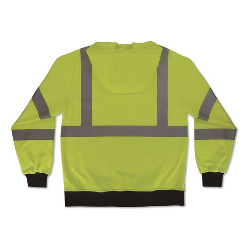Image of ergodyne® 22877 GloWear 8311BK Class 3 Essential Hi-Vis Hooded Sweatshirt with Black Bottom, 3X-Large, Lime