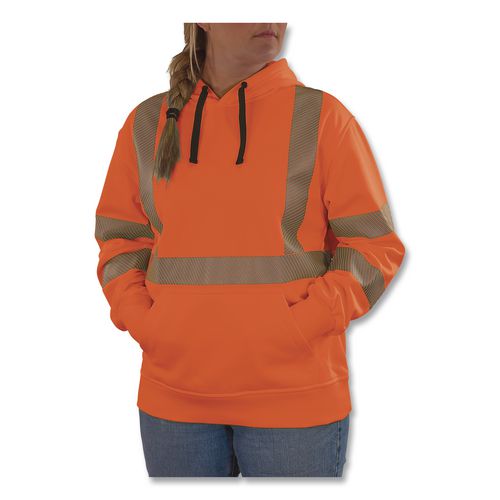 Image of ergodyne® 23125 GloWear 8304W Class 3 Women's Performance Hi-Vis Hooded Sweatshirt, X-Large, Orange