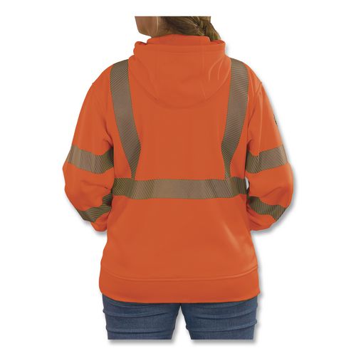 Image of ergodyne® 23125 GloWear 8304W Class 3 Women's Performance Hi-Vis Hooded Sweatshirt, X-Large, Orange