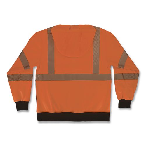 Image of ergodyne® 22985 GloWear 8317BK Class 3 Performance Hi-Vis Hooded Sweatshirt with Black Bottom, X-Large, Orange