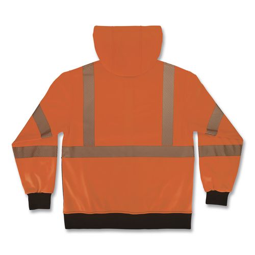 Image of ergodyne® 22985 GloWear 8317BK Class 3 Performance Hi-Vis Hooded Sweatshirt with Black Bottom, X-Large, Orange
