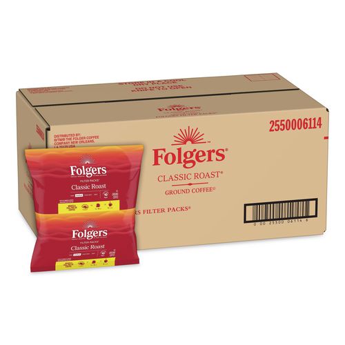 Image of Folgers® 2550006114 Coffee Roast Ground Filter Pack, 0.9 oz, 160/Carton