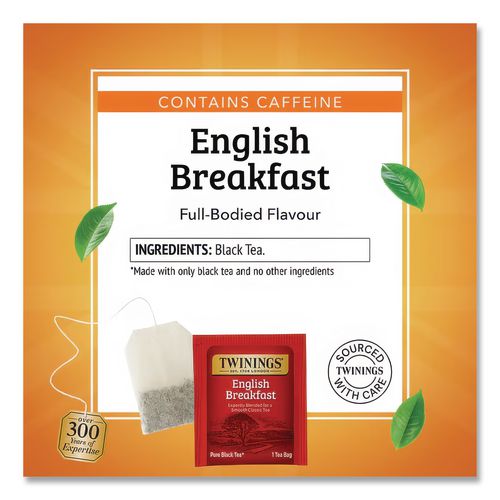 Image of TWININGS® TNA51726 Tea Bags, English Breakfast, 1.76 Oz, 25/box