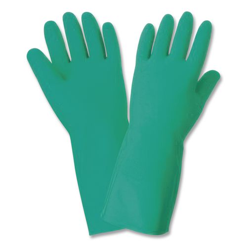 Image of AMBITEX® NTL650XL/HDG Pro N650 Series Flock-Lined Nitrile Rubber Gloves, 13" Long, X-Large, Green, 12 Pairs