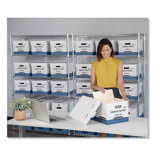 Image of Bankers Box® 0073301 Binderbox Storage Boxes, Letter Files, 13.13" X 20.13" X 12.38", White/blue, 12/carton