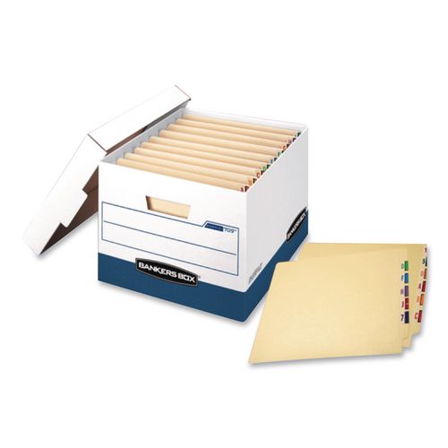Image of Bankers Box® 00709 Stor/file End Tab Storage Boxes, Letter/legal Files, White/blue, 12/carton