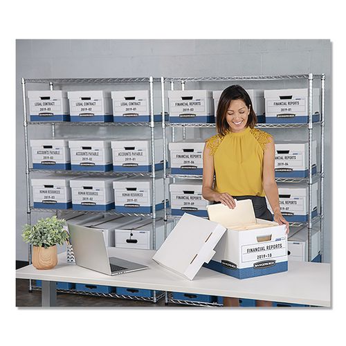 Image of Bankers Box® 00709 Stor/file End Tab Storage Boxes, Letter/legal Files, White/blue, 12/carton
