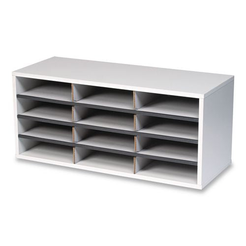 Image of Fellowes® 25004 Particle Board Desktop Sorter, 12 Compartments, 29 x 11.88 x 12.9, Dove Gray