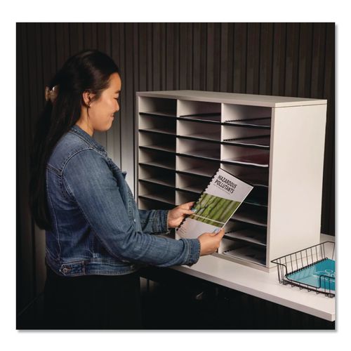 Image of Fellowes® 25041 Literature Organizer, 24 Letter Compartments, 29 x 11.88 x 23.44, Dove Gray