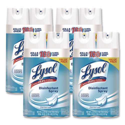 Image of LYSOL® Brand 19200-99608 Disinfectant Spray, Crisp Linen, 19 Oz Aerosol Spray, 2/pack, 4 Packs/carton