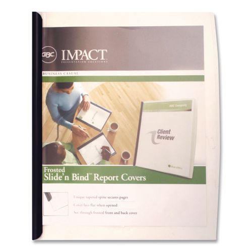 Image of GBC® W67504 Slide 'n Bind Report Cover, Swing Clip, 8.5 X 11, Frosted/clear, 10/pack