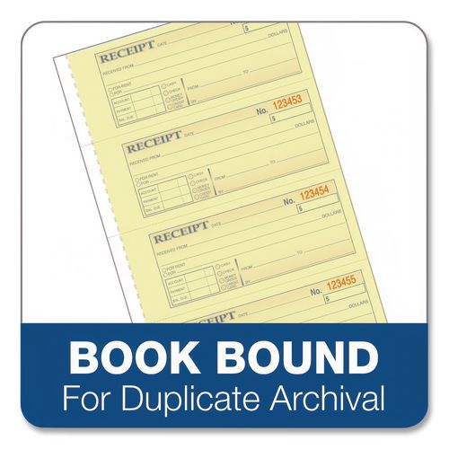 Image of TOPS 46808 Money and Rent Receipt Book, Account + Payment Sections, Three-Part Carbonless, 7.13 x 2.75, 4 Forms/Sheet, 100 Forms Total