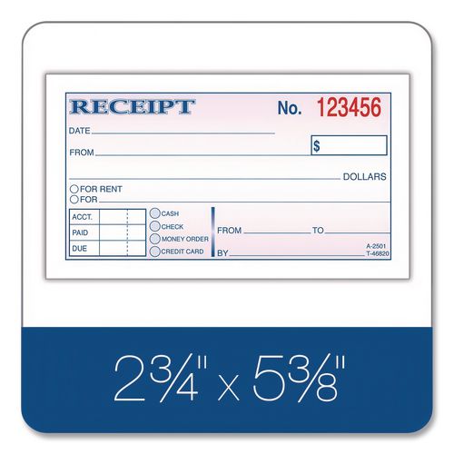 Image of TOPS 46820 Money and Rent Receipt Books, Two-Part Carbonless, 4.78 X 2.75, 50 Forms Total