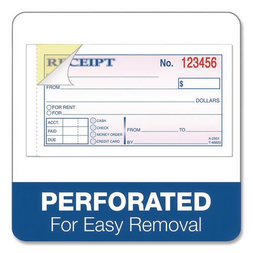 Image of TOPS 46820 Money and Rent Receipt Books, Two-Part Carbonless, 4.78 X 2.75, 50 Forms Total