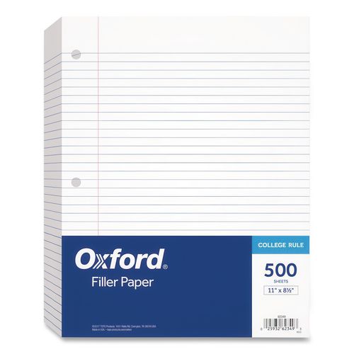 Image of TOPS 62349 Filler Paper, 3-Hole, 8.5 X 11, Medium/college Rule, 500/pack