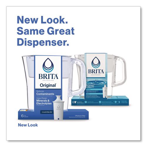 Image of Brita® 36089CT Small 6-Cup Water Filter Pitcher with 1 Standard Filter, Denali, White, 2/Carton