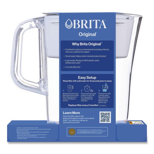 Image of Brita® 36089CT Small 6-Cup Water Filter Pitcher with 1 Standard Filter, Denali, White, 2/Carton