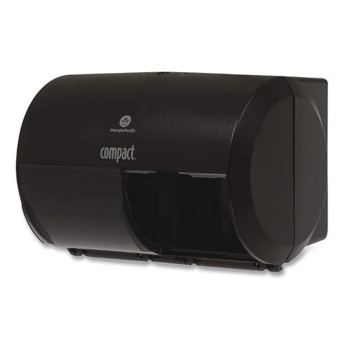 Image of Georgia Pacific® Professional 56784A Compact Coreless Side-by-Side Double Roll Tissue Dispenser, 11.5 x 7.63 x 8, Black