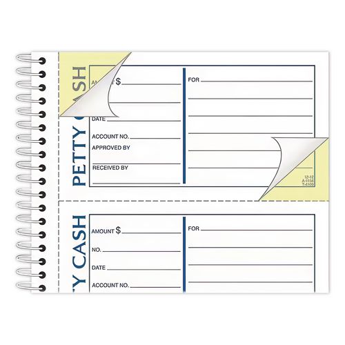 Image of TOPS 4109 Petty Cash Receipt Book, Two-Part Carbonless, 5 x 2.75, 4 Forms/Sheet, 200 Forms Total