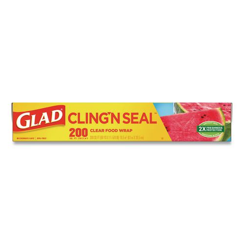 Image of Glad® 00020 Cling'N Seal Plastic Food Wrap, 11.62" x 69 yd, 12 Rolls/Carton