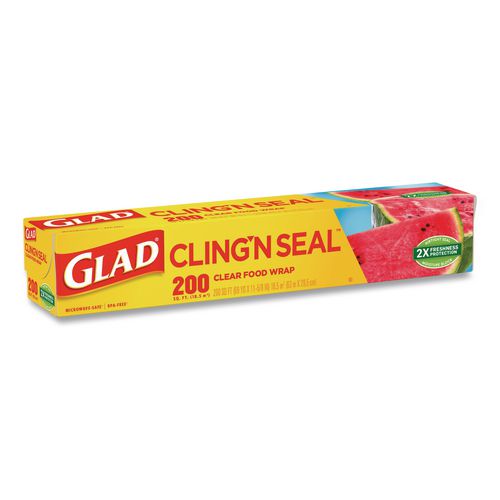 Image of Glad® 00020 Cling'N Seal Plastic Food Wrap, 11.62" x 69 yd, 12 Rolls/Carton